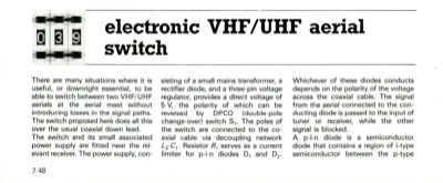 electronic VHF/UHF aerial switch