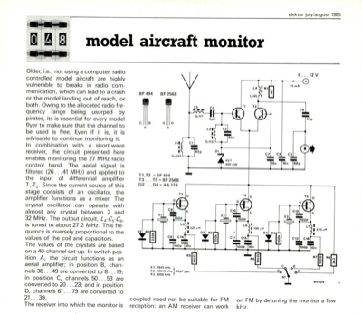 model aircraft monitor