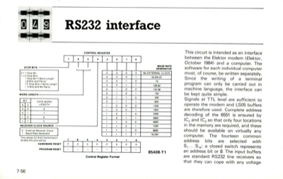 RS 232 interface