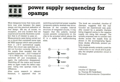 power supply sequencing for opamps