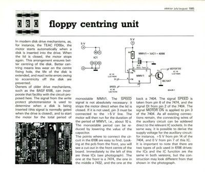 floppy centring unit