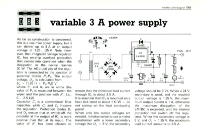 variable 3 A power supply