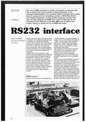 RS 232 interface - serial transfer via the universal 1/0 bus
