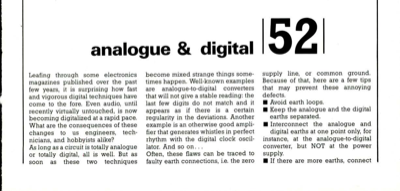 Analogue & digital