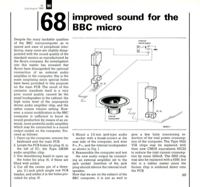 Improved sound for the BBC micro