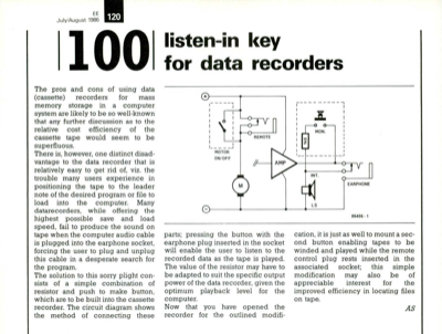 listen-in key for data recorders