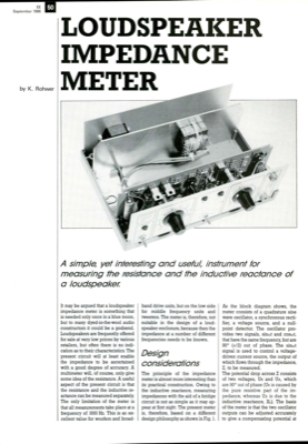 Loudspeaker impedance meter