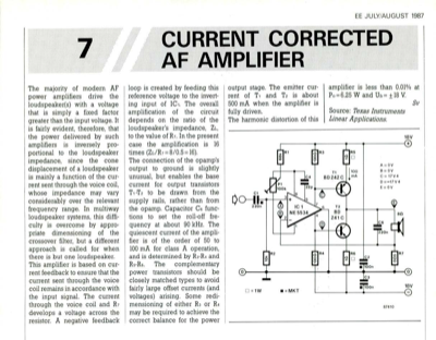 Current corrected AF amplifier