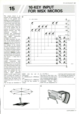 16-Key Input For Msx Micros