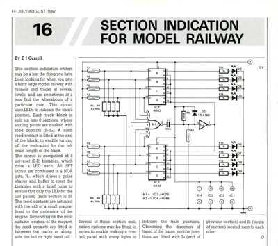 Section Indication For Model Railway