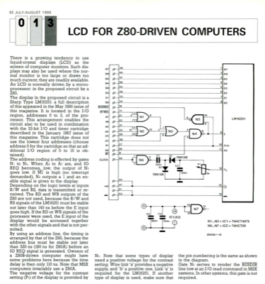 Lcd For Z80-Driven Computers