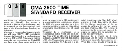 Oma-2500 Time Standard Receiver