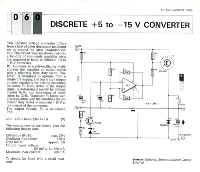 Discrete +5 To -15 V Converter