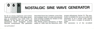 Nostalgic Sine Wave Generator