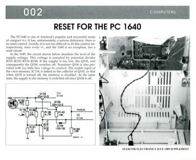 Reset For The Pc 1640