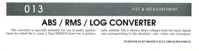 Abs / Rms / Log Converter