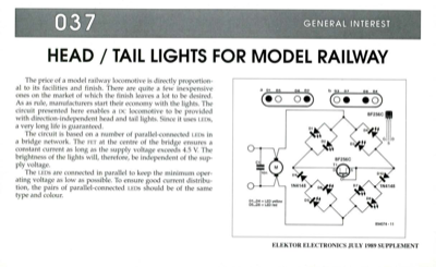 Head / Tail Lights For Model Railway