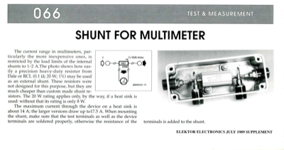 Shunt For Multimeter