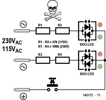 Power Outlet Tester using Bicolor LEDs