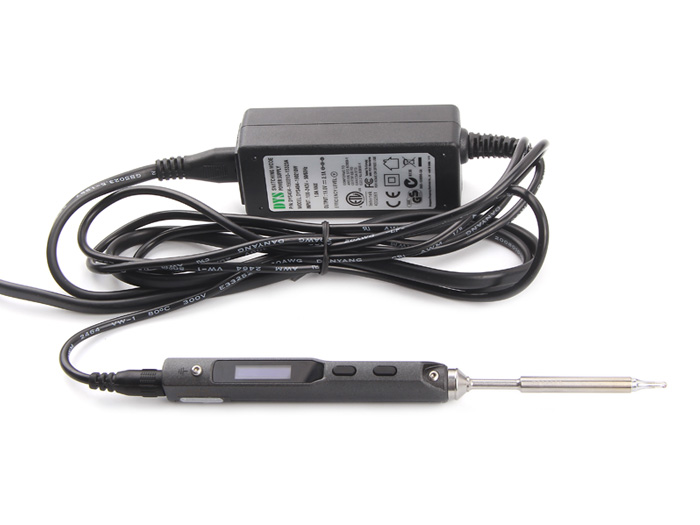 Seeed Studio miniature soldering iron shown with power adapter